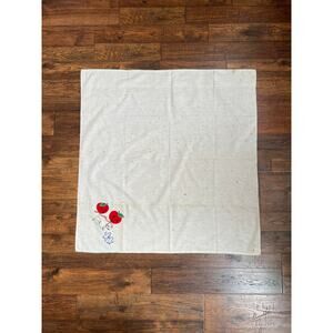 Vintage Linens - Square Tablecloth - Anthropomorphic Apple People - 36” X 35”
